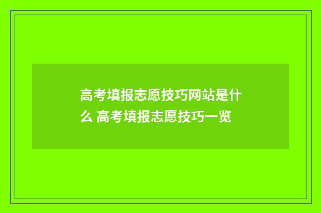 高考填报志愿技巧网站是什么 高考填报志愿技巧一览