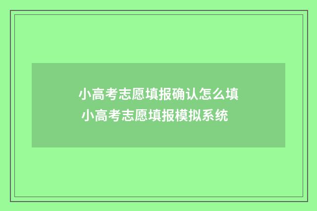 小高考志愿填报确认怎么填 小高考志愿填报模拟系统