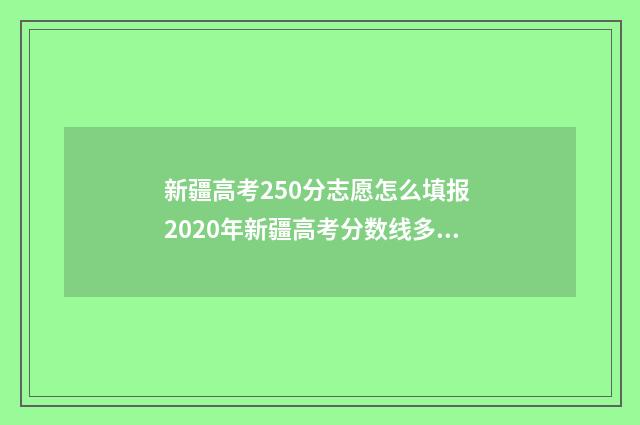 新疆高考250分志愿怎么填报 2020年新疆高考分数线多少