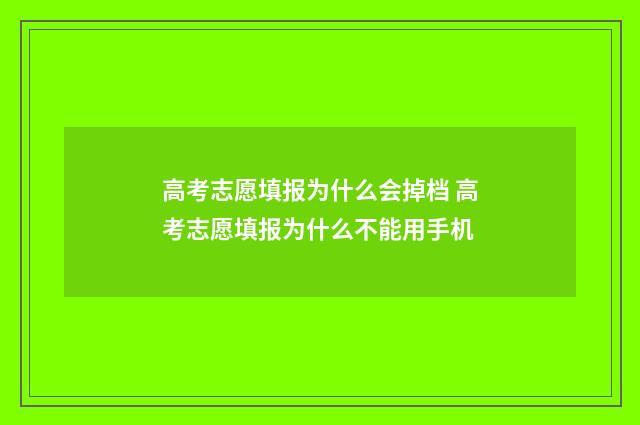 高考志愿填报为什么会掉档 高考志愿填报为什么不能用手机
