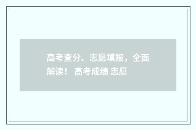 高考查分、志愿填报，全面解读！ 高考成绩 志愿