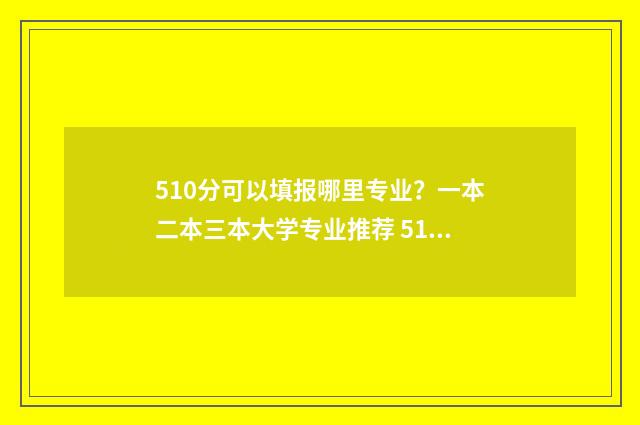 510分可以填报哪里专业？一本二本三本大学专业推荐 510分能不能上一本