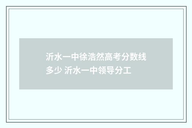 沂水一中徐浩然高考分数线多少 沂水一中领导分工