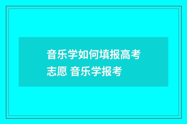 音乐学如何填报高考志愿 音乐学报考