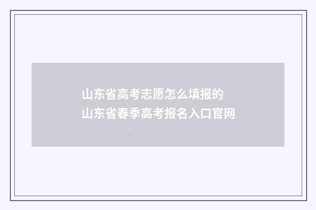 山东省高考志愿怎么填报的 山东省春季高考报名入口官网