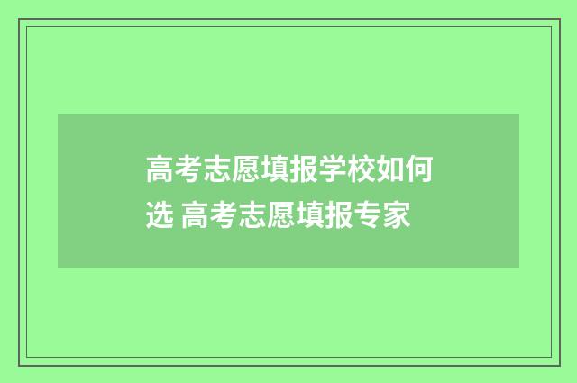 高考志愿填报学校如何选 高考志愿填报专家