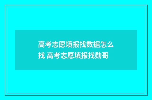 高考志愿填报找数据怎么找 高考志愿填报找勋哥