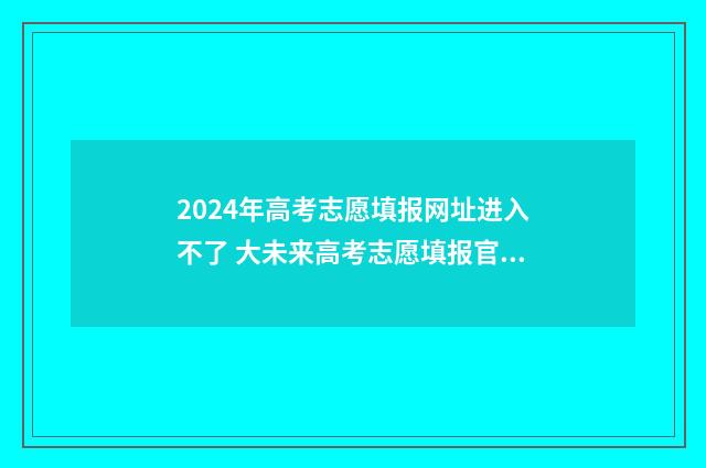 2024年高考志愿填报网址进入不了 大未来高考志愿填报官网