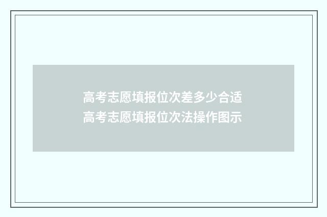 高考志愿填报位次差多少合适 高考志愿填报位次法操作图示