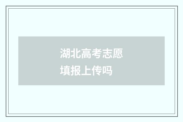 湖北高考志愿填报上传吗