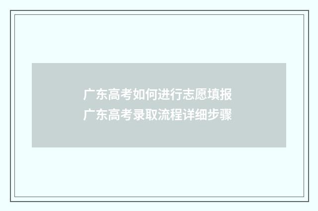 广东高考如何进行志愿填报 广东高考录取流程详细步骤