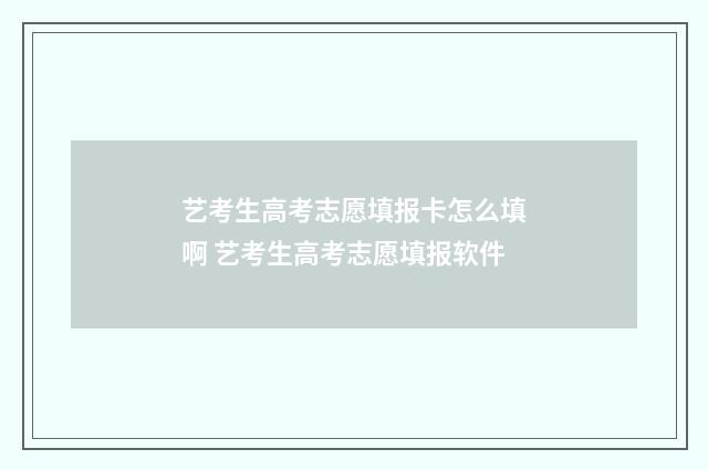 艺考生高考志愿填报卡怎么填啊 艺考生高考志愿填报软件