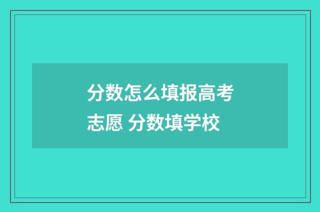 分数怎么填报高考志愿 分数填学校