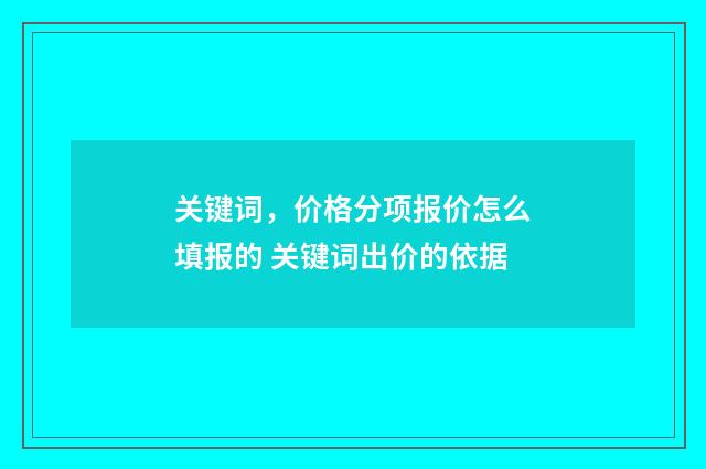 关键词，价格分项报价怎么填报的 关键词出价的依据