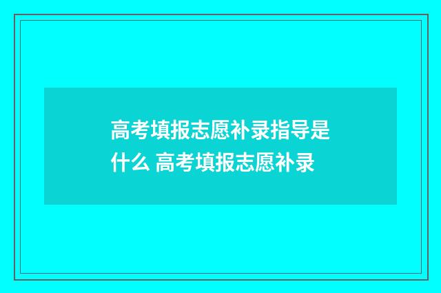 高考填报志愿补录指导是什么 高考填报志愿补录