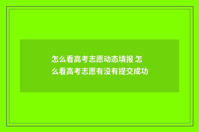 怎么看高考志愿动态填报 怎么看高考志愿有没有提交成功