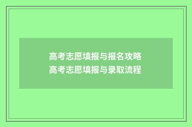 高考志愿填报与报名攻略 高考志愿填报与录取流程