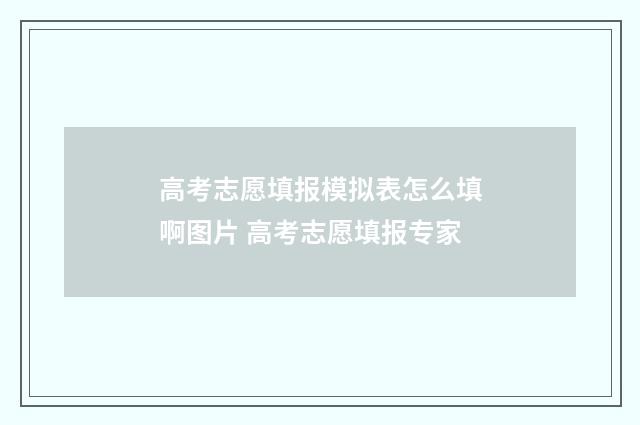 高考志愿填报模拟表怎么填啊图片 高考志愿填报专家