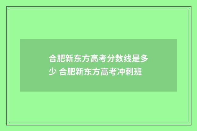 合肥新东方高考分数线是多少 合肥新东方高考冲刺班