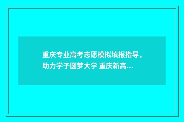 重庆专业高考志愿模拟填报指导，助力学子圆梦大学 重庆新高考专业