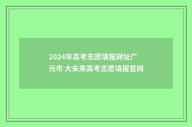 2024年高考志愿填报网址广元市 大未来高考志愿填报官网