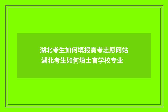 湖北考生如何填报高考志愿网站 湖北考生如何填士官学校专业