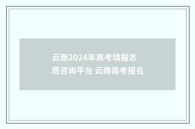 云南2024年高考填报志愿咨询平台 云南高考报名