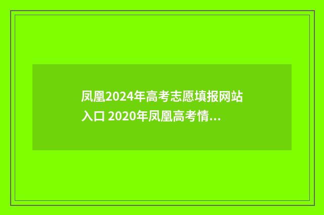 凤凰2024年高考志愿填报网站入口 2020年凤凰高考情况