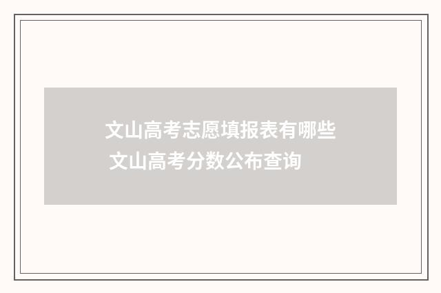 文山高考志愿填报表有哪些 文山高考分数公布查询