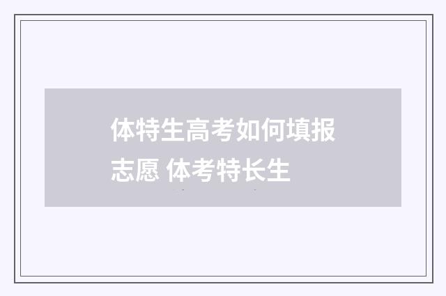 体特生高考如何填报志愿 体考特长生