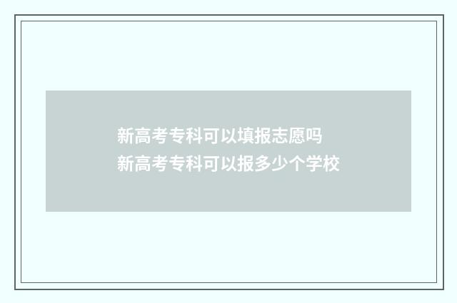 新高考专科可以填报志愿吗 新高考专科可以报多少个学校