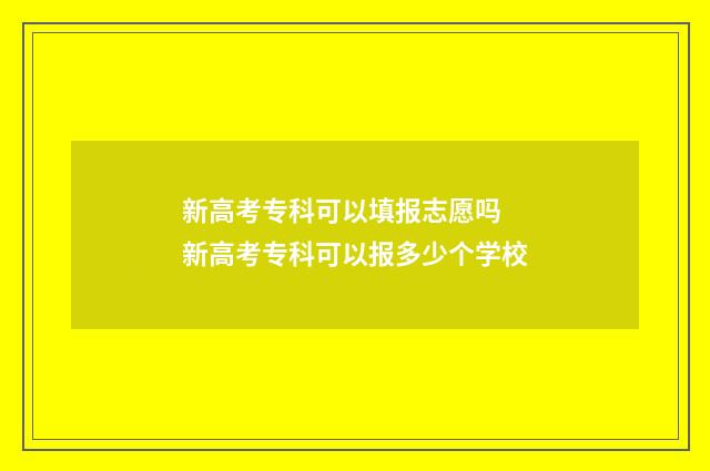 新高考专科可以填报志愿吗 新高考专科可以报多少个学校