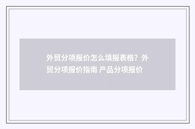 外贸分项报价怎么填报表格？外贸分项报价指南 产品分项报价