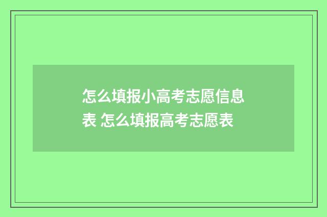 怎么填报小高考志愿信息表 怎么填报高考志愿表
