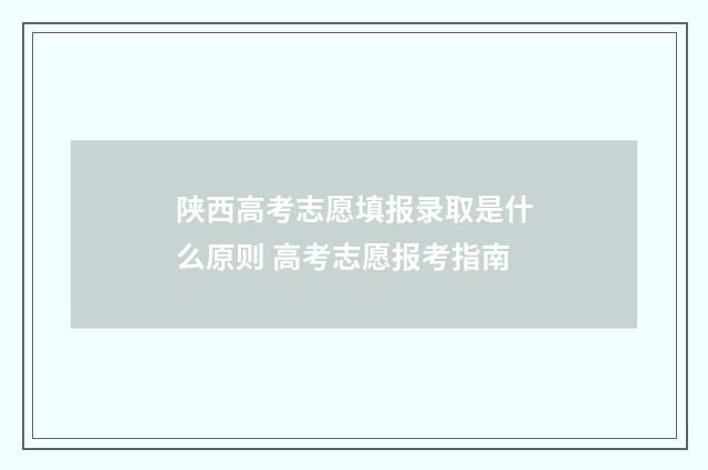 陕西高考志愿填报录取是什么原则 高考志愿报考指南