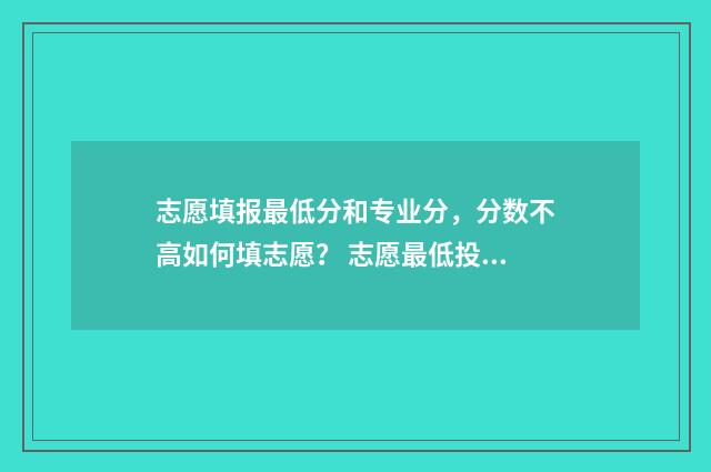 志愿填报最低分和专业分,分数不高如何填志愿? 志愿最低投档线