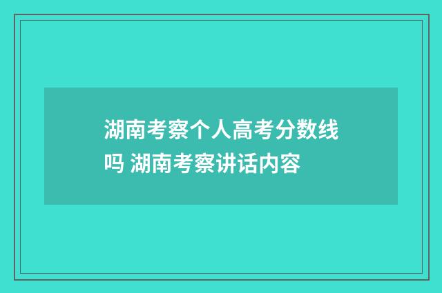 湖南考察个人高考分数线吗 湖南考察讲话内容