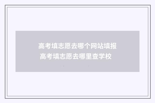 高考填志愿去哪个网站填报 高考填志愿去哪里查学校