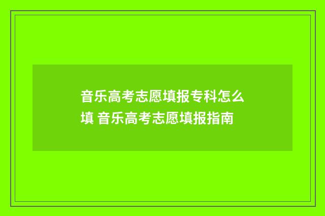 音乐高考志愿填报专科怎么填 音乐高考志愿填报指南