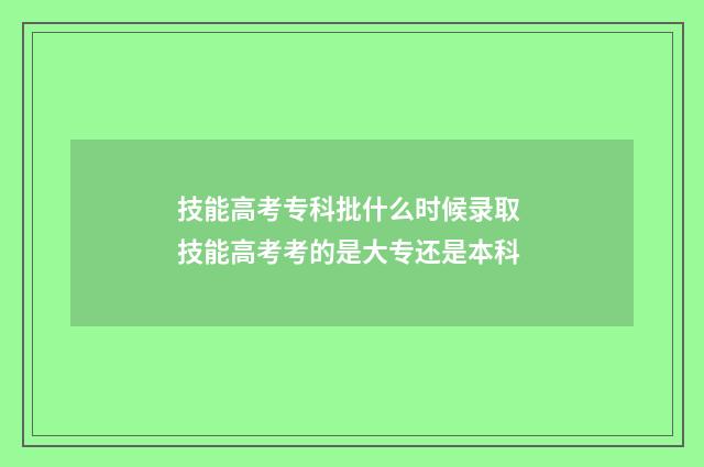 技能高考专科批什么时候录取 技能高考考的是大专还是本科