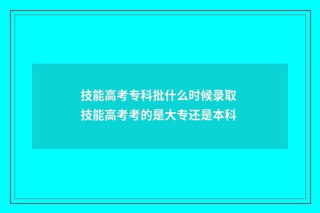 技能高考专科批什么时候录取 技能高考考的是大专还是本科