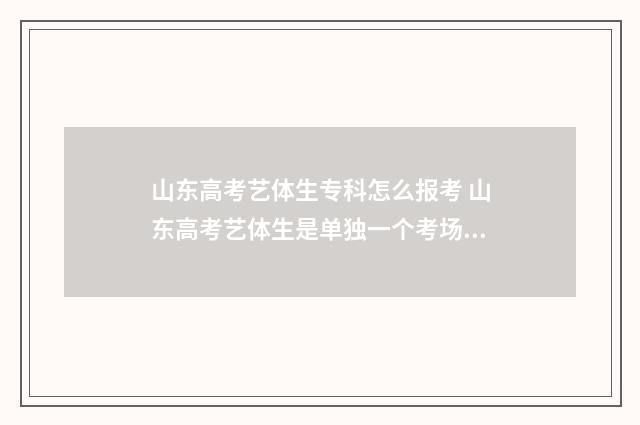 山东高考艺体生专科怎么报考 山东高考艺体生是单独一个考场吗2024