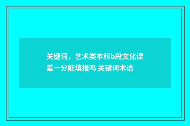 关键词，艺术类本科b段文化课差一分能填报吗 关键词术语