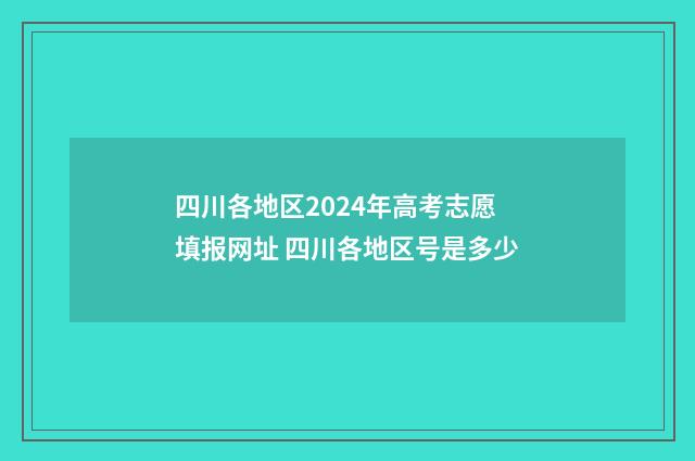 四川各地区2024年高考志愿填报网址 四川各地区号是多少