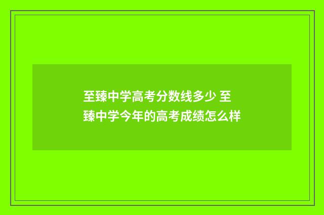 至臻中学高考分数线多少 至臻中学今年的高考成绩怎么样
