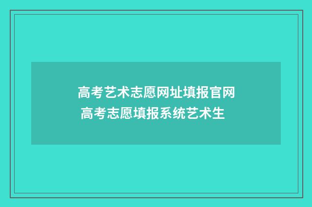 高考艺术志愿网址填报官网 高考志愿填报系统艺术生