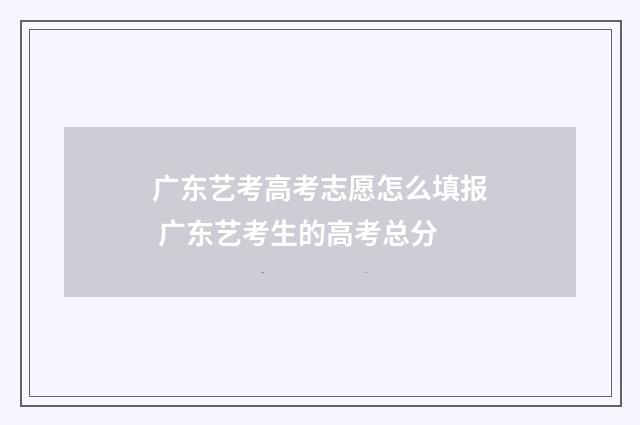 广东艺考高考志愿怎么填报 广东艺考生的高考总分