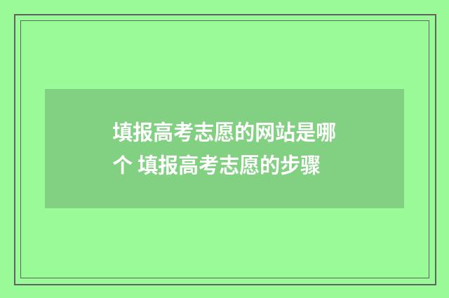 填报高考志愿的网站是哪个 填报高考志愿的步骤