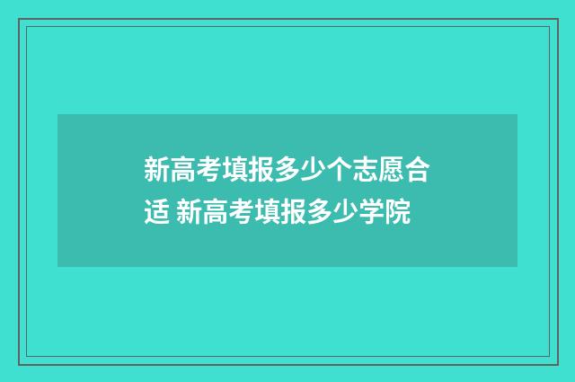 新高考填报多少个志愿合适 新高考填报多少学院