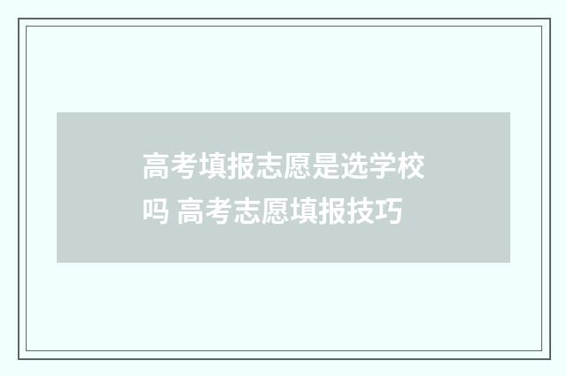 高考填报志愿是选学校吗 高考志愿填报技巧